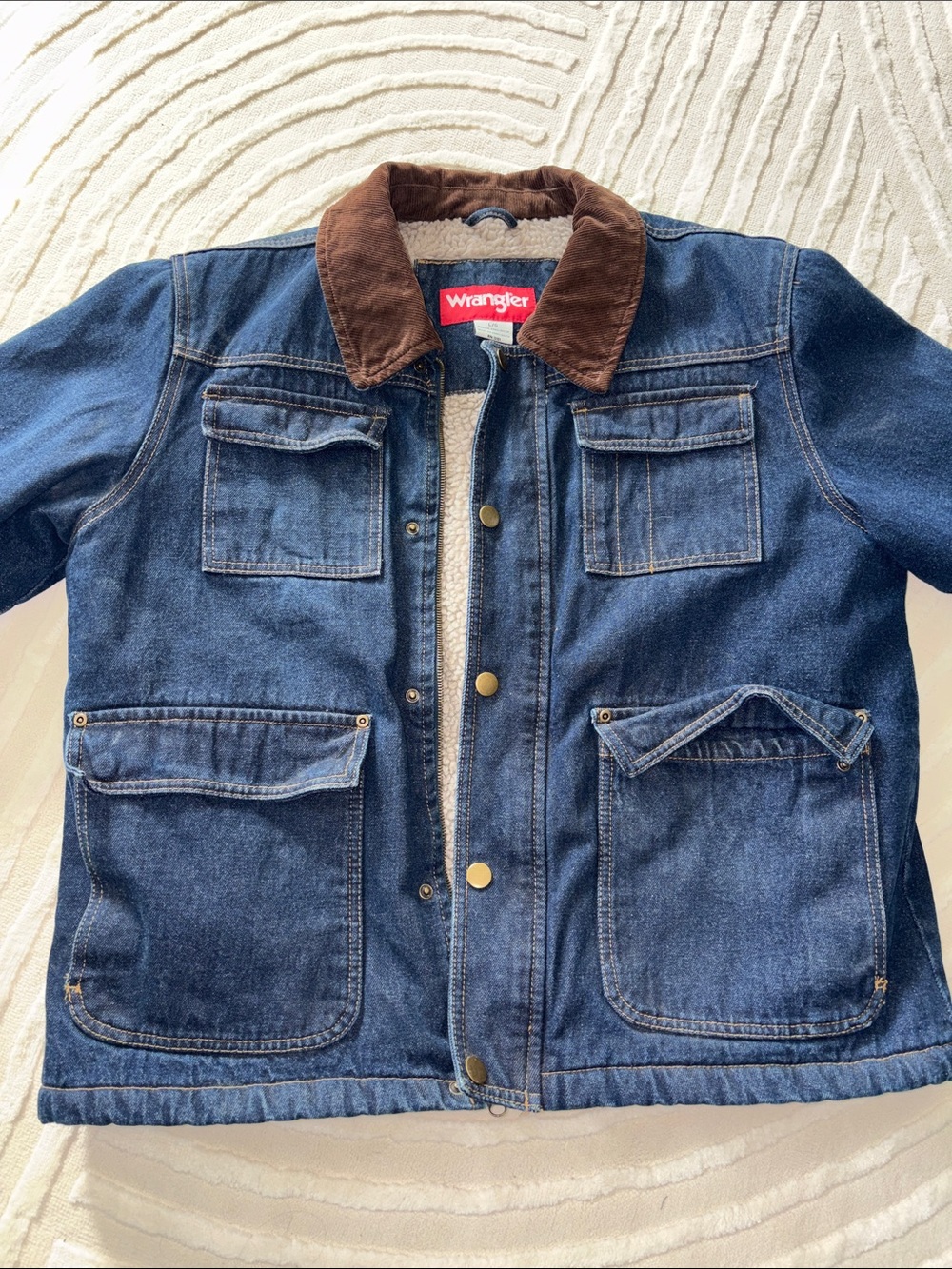 Wrangler Blue Denim Jacket with Brown Corduroy Collar